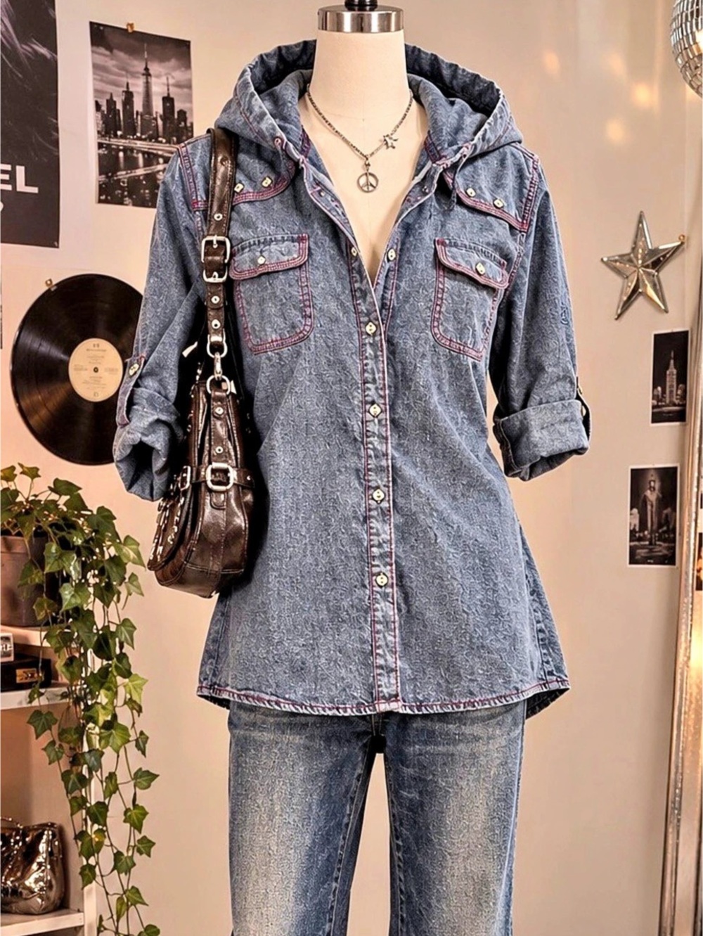 Diesel Denim Hooded Utility Jacket Size Small Like New